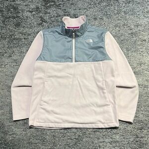 The‎ North Face 1/4 Zip Fleece Sweater Girls XL Pink Gray Gorpcore Jacket
